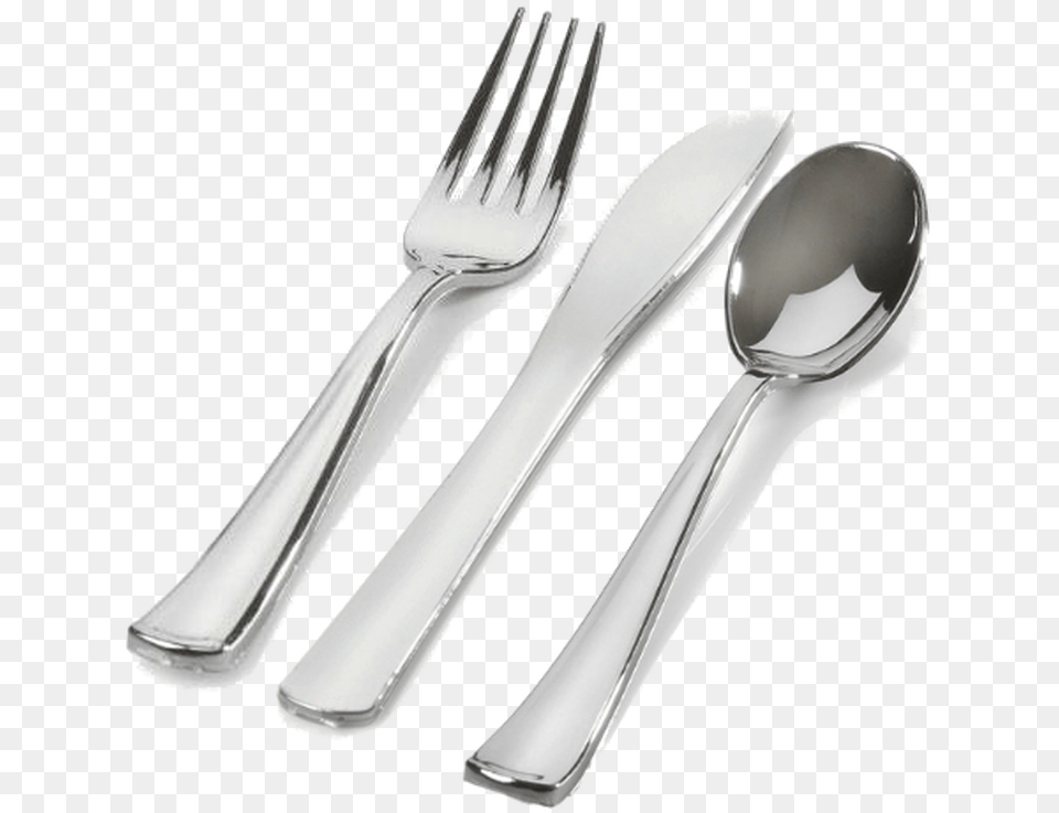 Silver Look Disposable Cutlery, Fork, Spoon, Blade, Knife Png Image