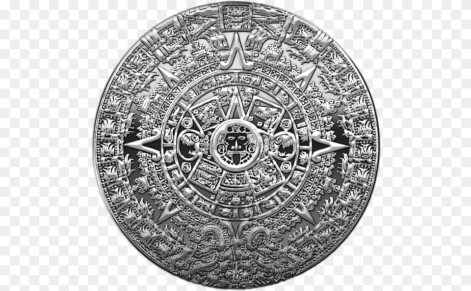 Silver Mayan Mayan Aztec Calendar White And Gold, Armor, Shield Free Png