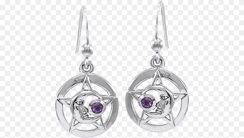 Silver Moonman Pentacle Earrings Quottrinity Fairy Earringsquot, Accessories, Earring, Jewelry, Gemstone Png Image