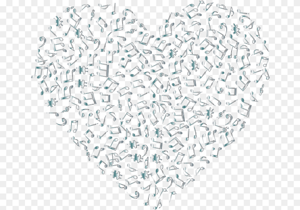 Silver Musical Heart 4 No Background Openclipart Heart Background Music Notes, Qr Code Free Png Download