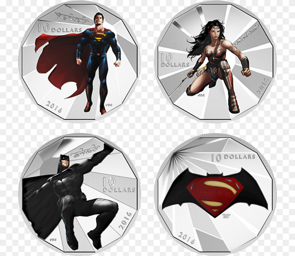 Silver Numis 4 Coin Set Batman V Superman Superman Silver Coin, Adult, Female, Person, Woman Free Transparent Png