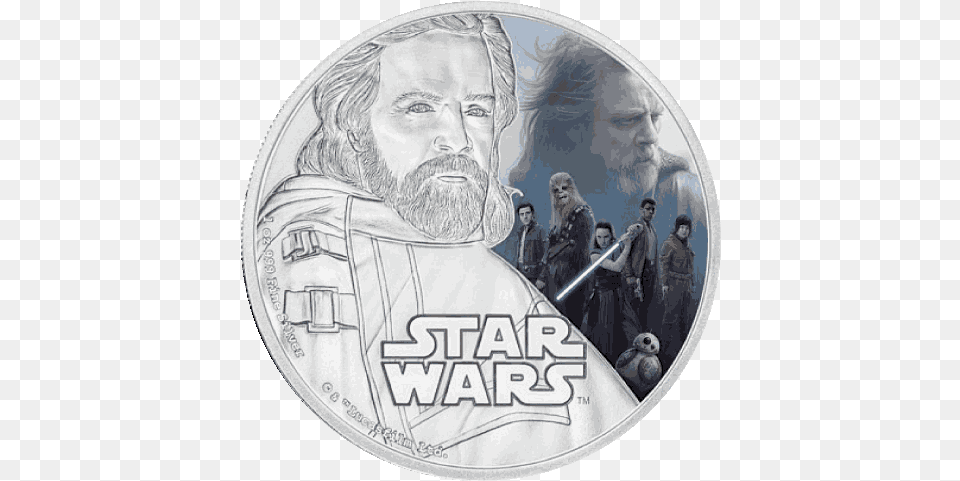 Silver Numis Star Wars The Last Jedi Luke Skywalker 2017 1 Star Wars, Adult, Person, Man, Male Png Image