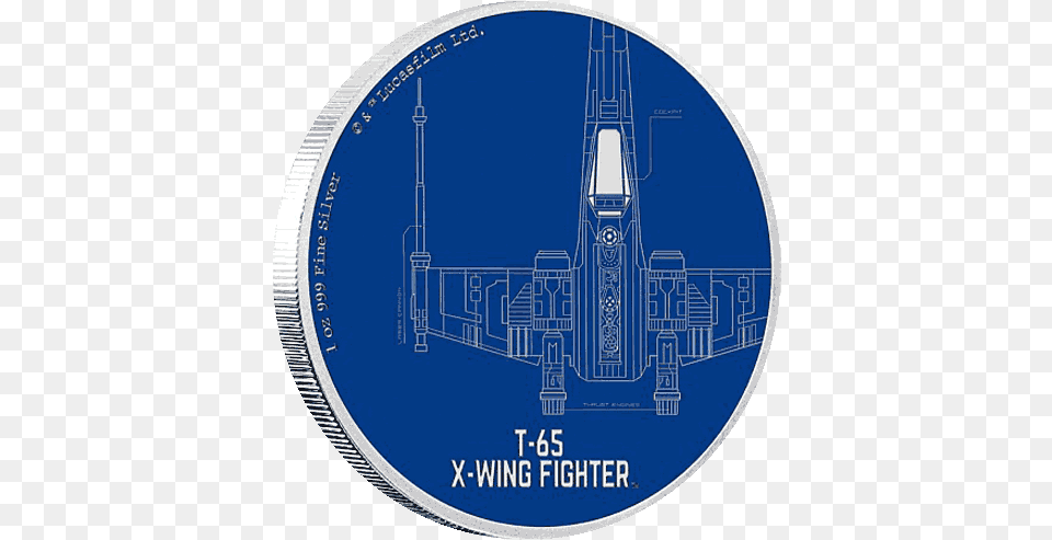 Silver Numismatic Star Wars Ships 2017 Star Wars Ships T 65 X Wing Fighter 1oz Silver, Disk, Diagram Png
