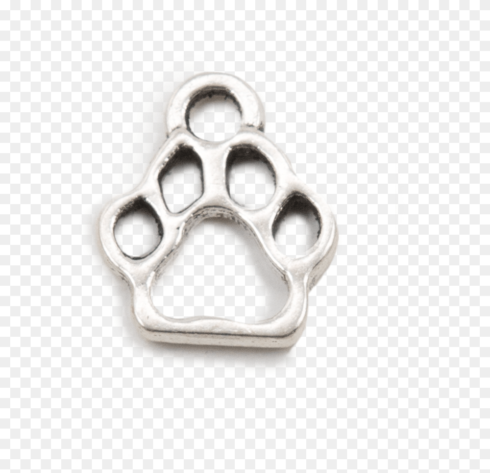 Silver Paw Print Charm Silver, Accessories Free Png