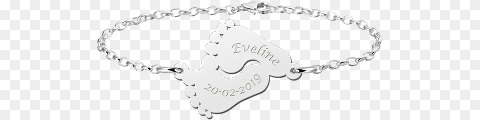 Silver Personalised Bracelet With Baby Feet Baby Armbandje Met Naam, Accessories, Jewelry, Necklace Free Transparent Png