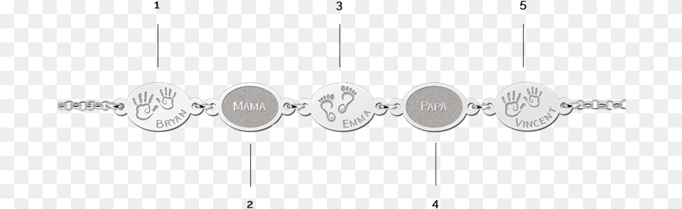 Silver Personalized Bracelet With Names And Baby Feet Diagram, Accessories, Jewelry, Necklace Free Png