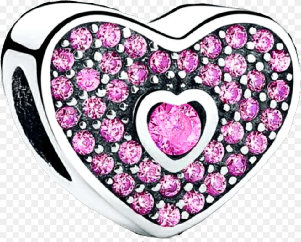 Silver Pinkdiamond Jewelry Pandora Charm Heart Silver, Accessories, Plate, Gemstone Png Image