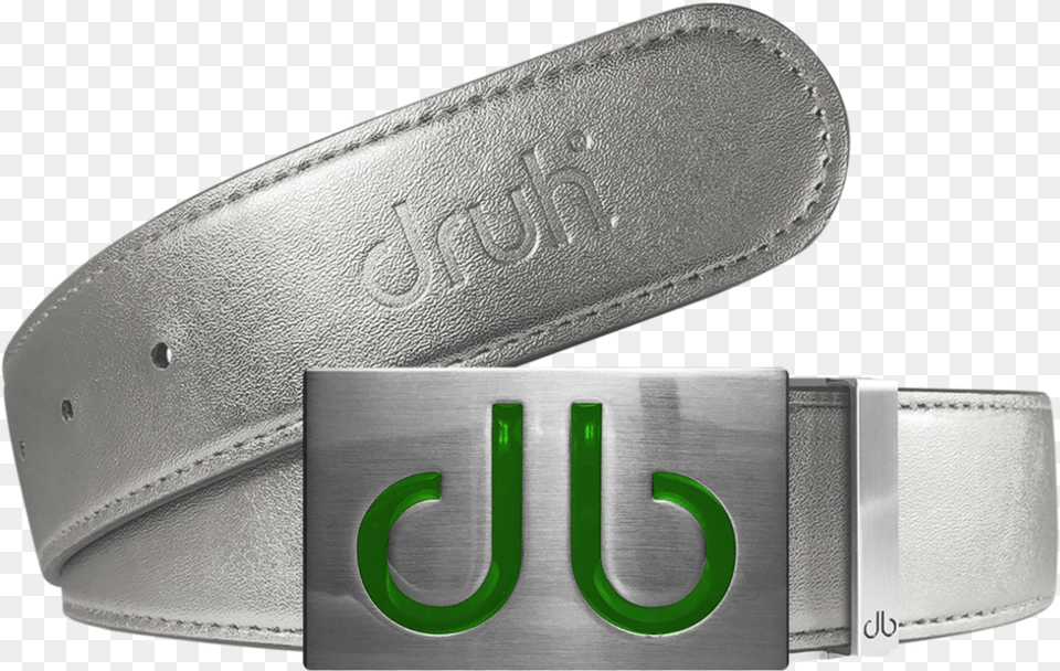 Silver Plain Leather Texture Belt With Green Infill, Accessories, Buckle Free Transparent Png