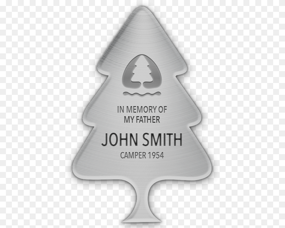 Silver Plaque With 4 Lines Of Custom Text Christmas Tree, Badge, Logo, Symbol, Arrow Free Png Download