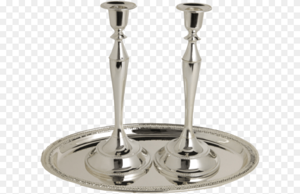 Silver Plated Candlesticks W Tray Stemware, Candle, Candlestick, Smoke Pipe Free Png Download