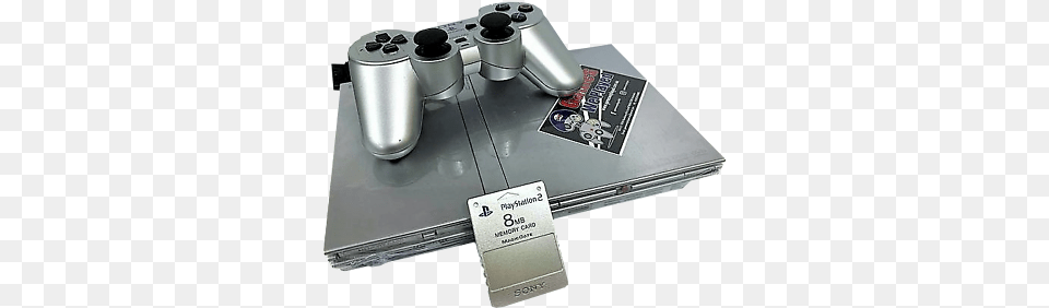 Silver Playstation 2 Slim Ps2 Console Dual Shock Controller Pal Ebay Ps2 Slim Silver, Electronics Png Image