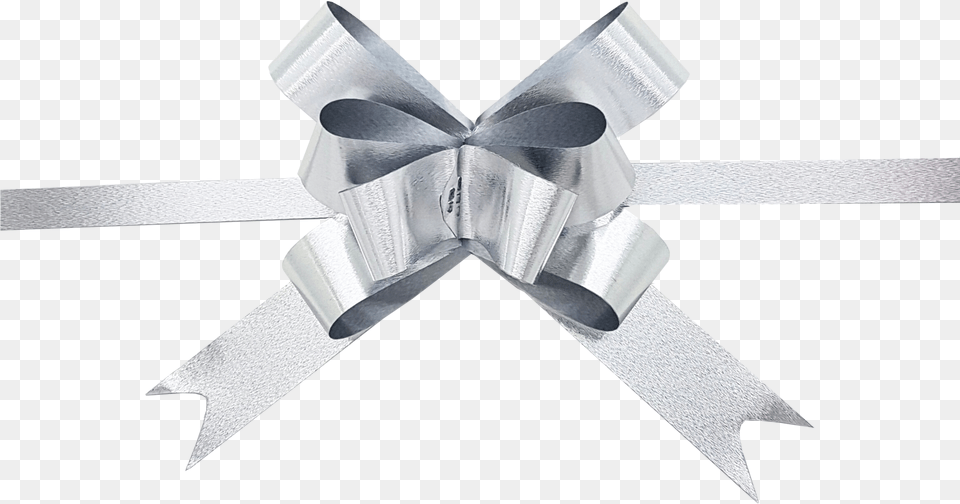 Silver Ribbon Bow Graphic Black And White Silver Gift Ribbon, Aluminium, Blade, Dagger, Knife Free Transparent Png