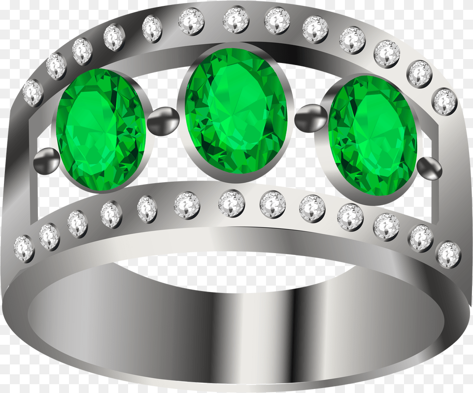 Silver Ring With Green Diamond Image Ring, Accessories, Emerald, Gemstone, Jewelry Free Png Download