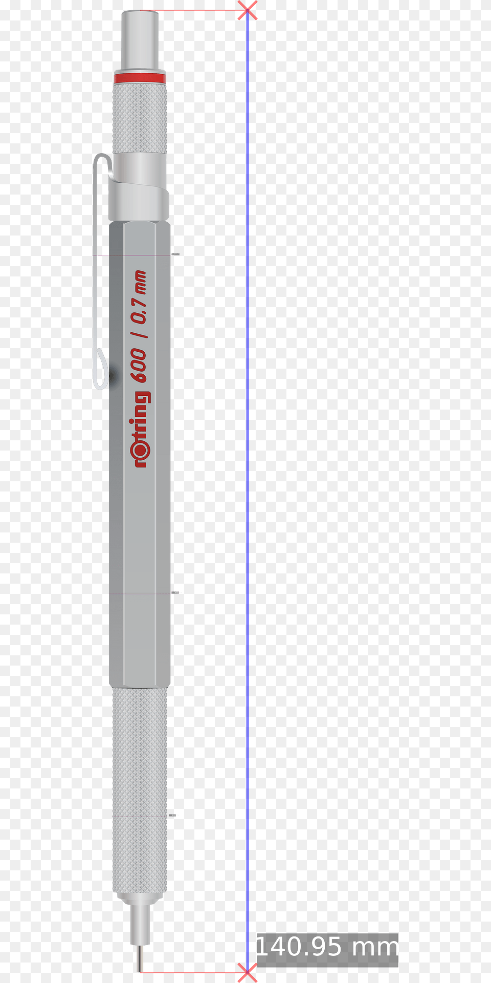 Silver Rotring 600 Mechanical Pencil With Dimensions Clipart, Machine, Device Free Png