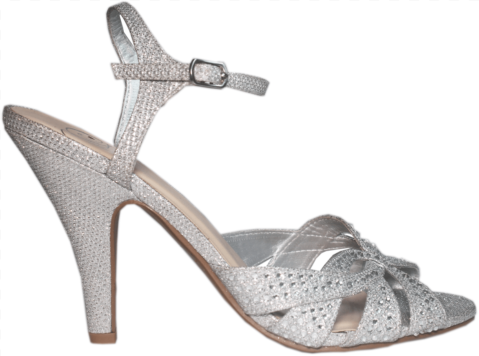 Silver Sandlia Transparente, Clothing, Footwear, High Heel, Sandal Free Png Download