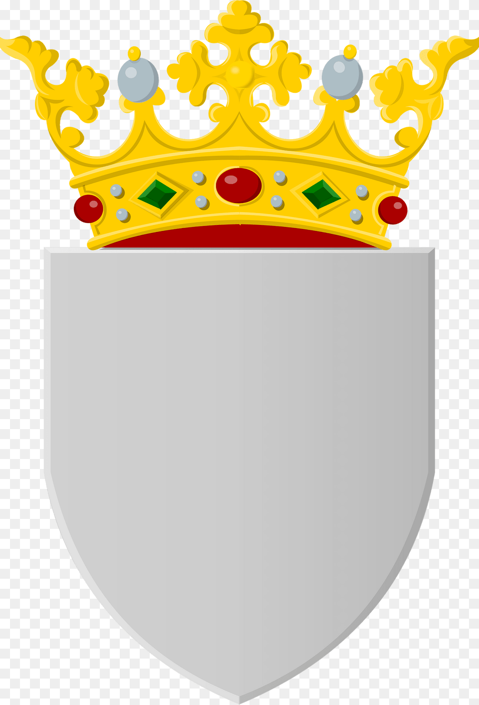 Silver Shield With Golden Crown 2 Clipart, Accessories, Jewelry Free Png