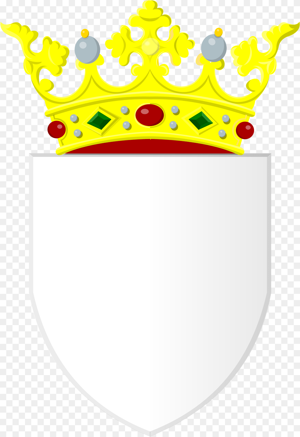 Silver Shield With Golden Crown Silver, Accessories, Jewelry Free Png Download