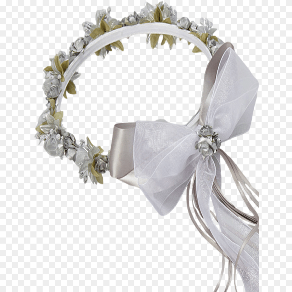 Silver Silk Amp Satin Ribbons Floral Crown Wreath Girls Wreath, Accessories, Jewelry, Adult, Bride Png Image