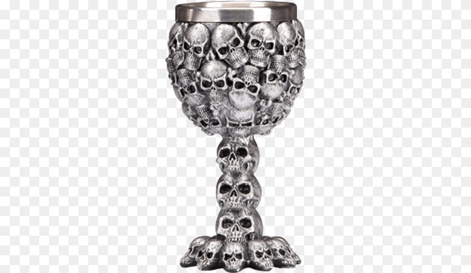 Silver Skull Goblet Wine Glass Free Png Download