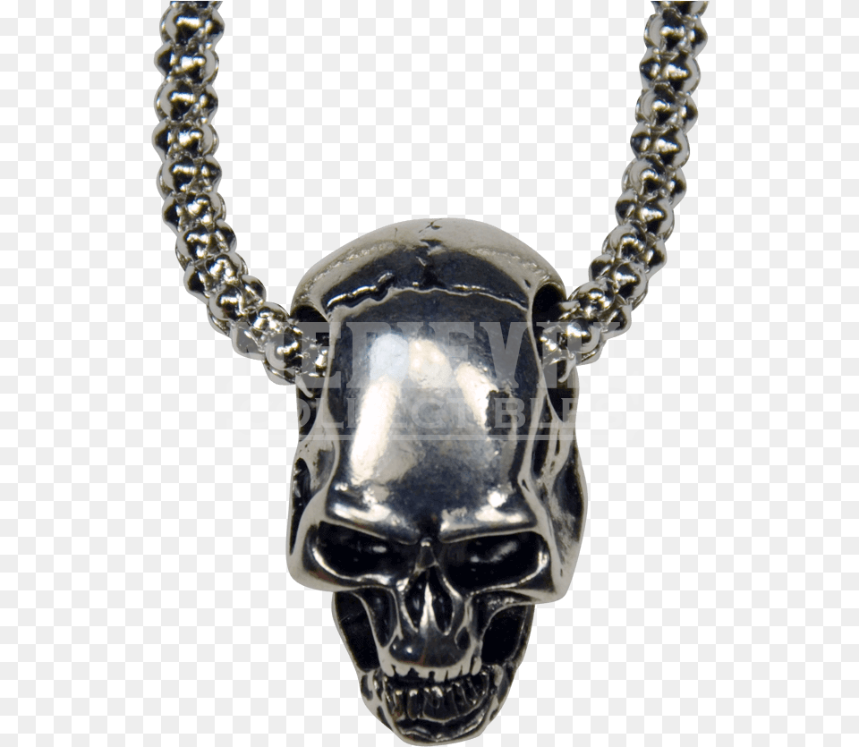 Silver Skull Studded Necklace Skull Necklace, Accessories, Jewelry, Person, Face Free Png