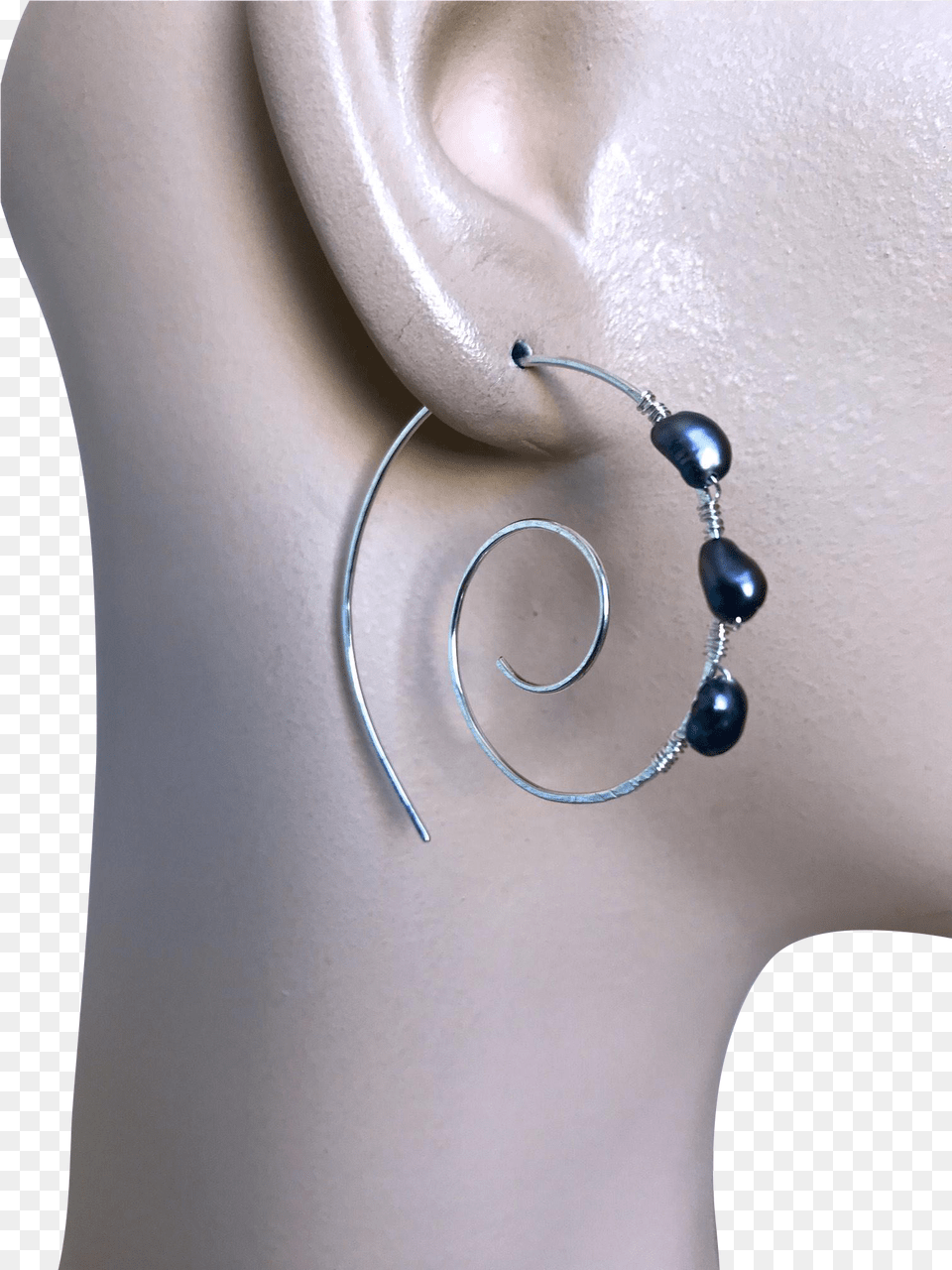 Silver Spiral Hoops Swirl Earrings Pearl Hoops Black, Accessories, Earring, Jewelry, Gemstone Free Png