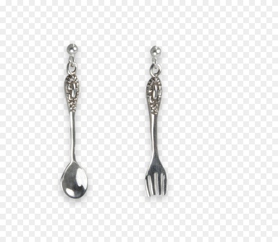 Silver Spoon Earrings, Cutlery, Fork Png
