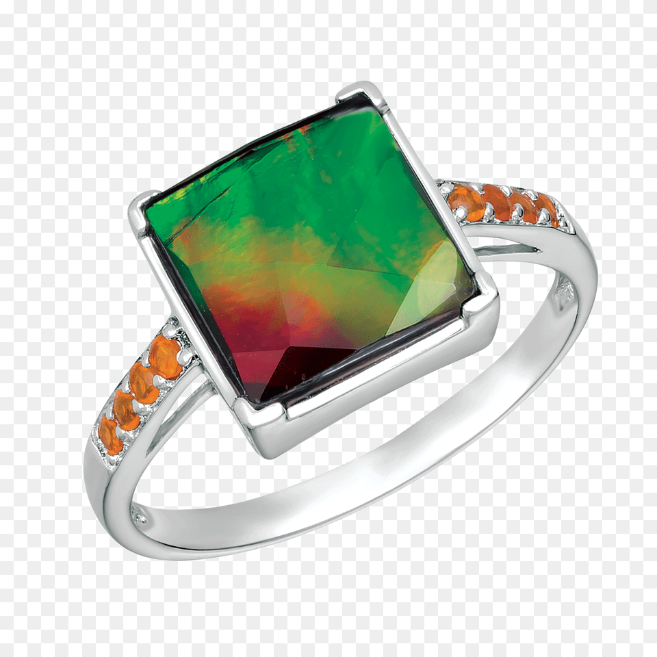 Silver Square Fire Opal Ring, Accessories, Gemstone, Jewelry, Ornament Png Image
