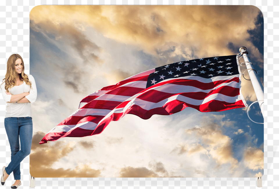 Silver Star Service Banner Day, American Flag, Flag, Adult, Person Png