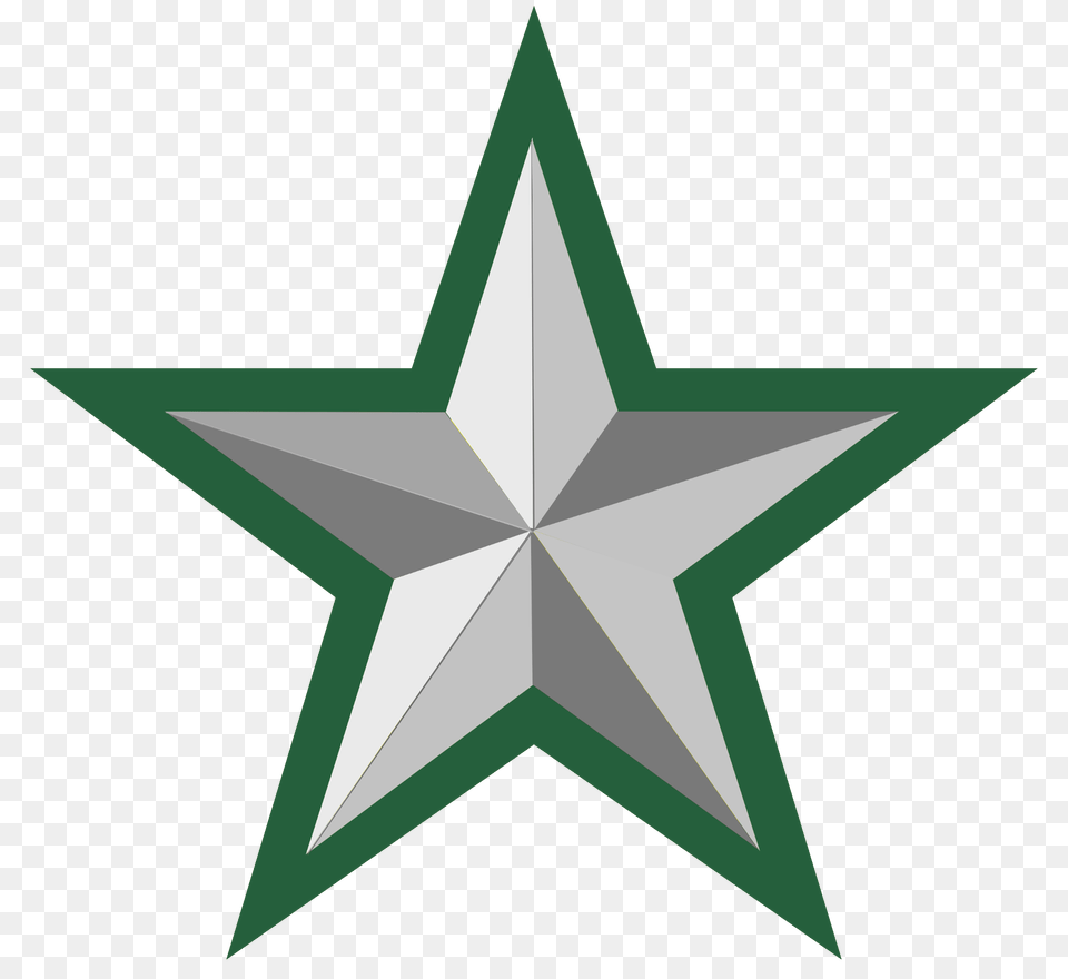 Silver Star With Green Border, Star Symbol, Symbol, Cross Free Png