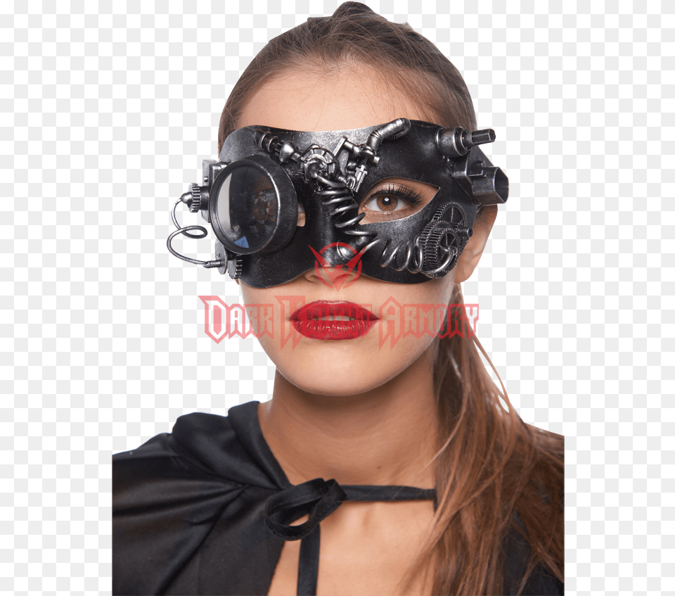 Silver Steampunk Monocle Eye Mask Mask, Woman, Adult, Person, Female Png