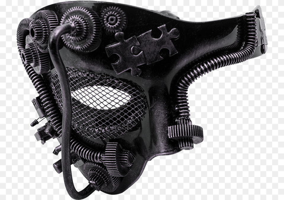 Silver Steampunk One Eye Mask, Machine, Wheel, Firearm, Gun Png Image