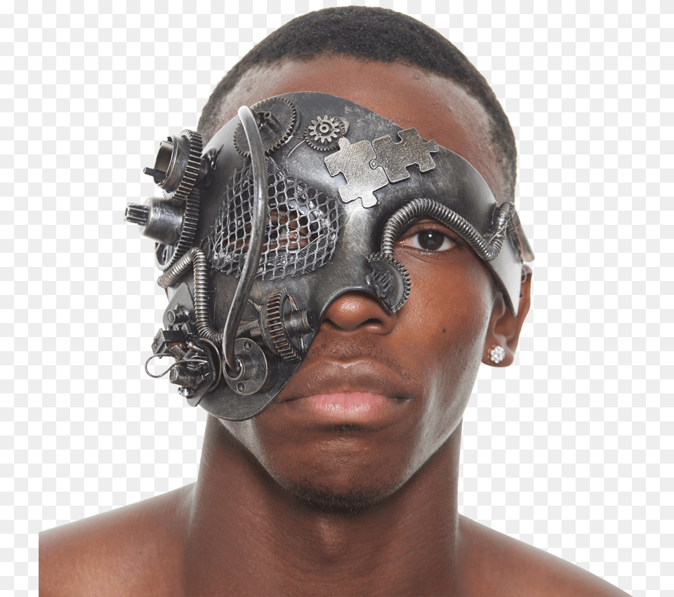 Silver Steampunk Terminator Mask Mask, Male, Adult, Person, Man Png