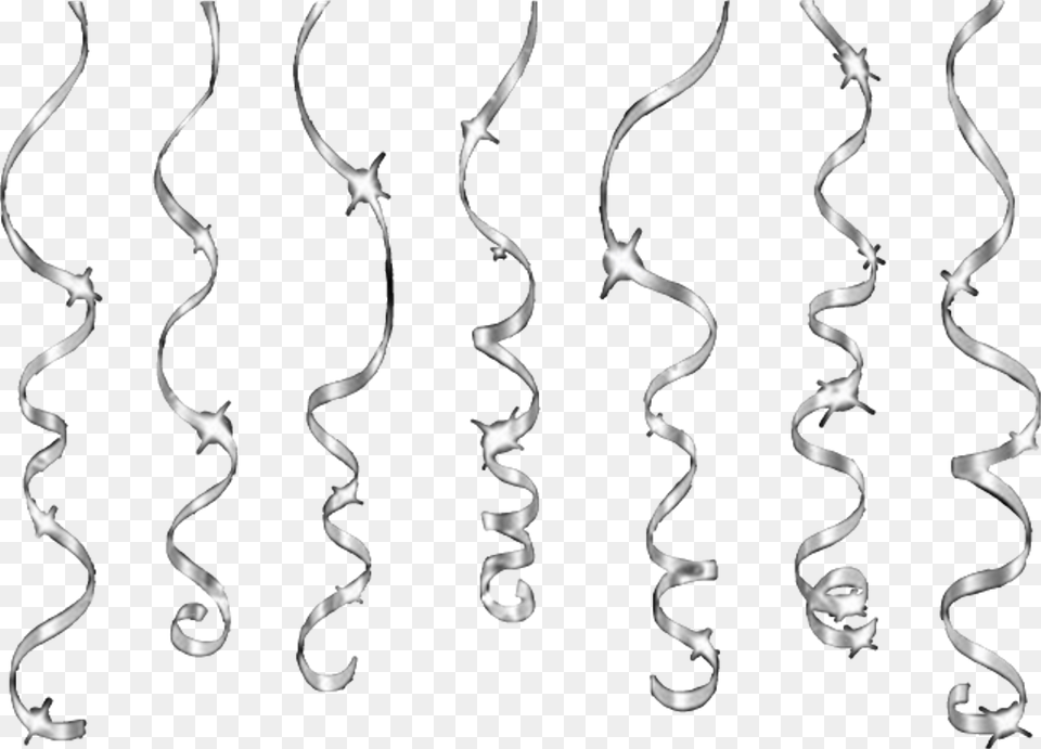 Silver Streamers Ribbon Partyitems Party Celebrate Line Art, Silhouette, Smoke Free Transparent Png