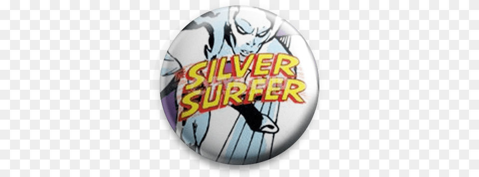 Silver Surfer Marvel Comics Silver Surfer Zoom Button Badge, Book, Publication, Logo Png