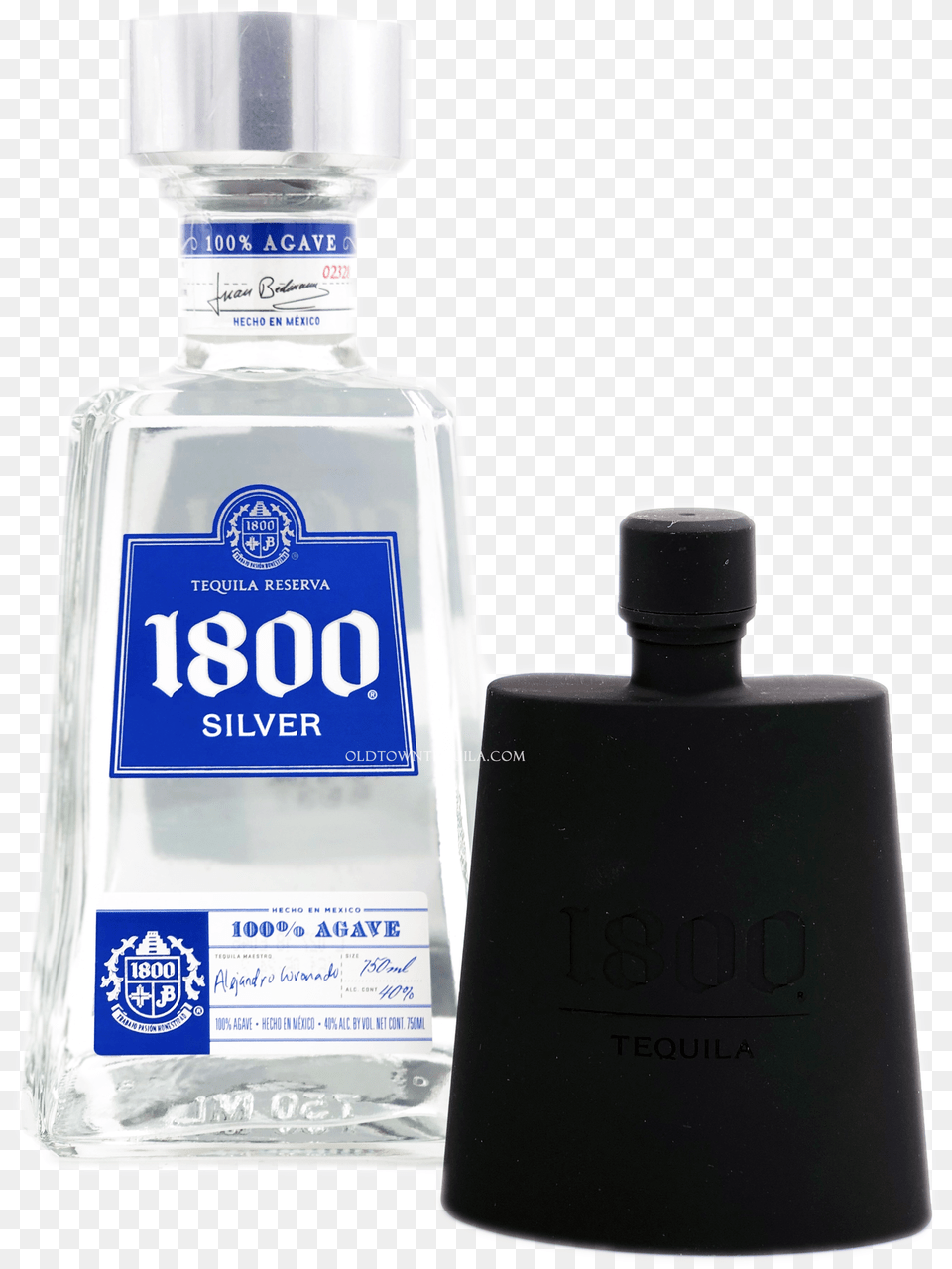 Silver Tequila Soft Touch Flask Gift Set 1800 Tequila, Bottle, Alcohol, Beverage, Cosmetics Free Png
