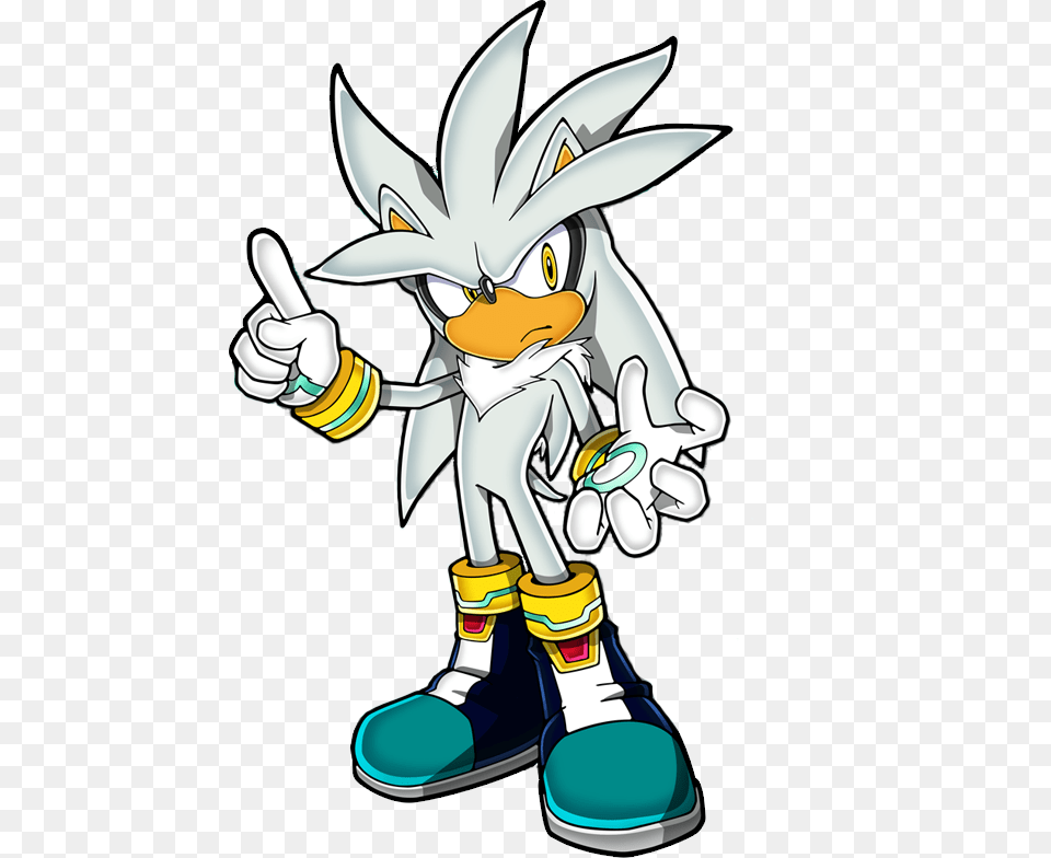 Silver The Hedgehog Con Emblemas Emblemas En Adventure Field, Book, Comics, Publication, Baby Free Png