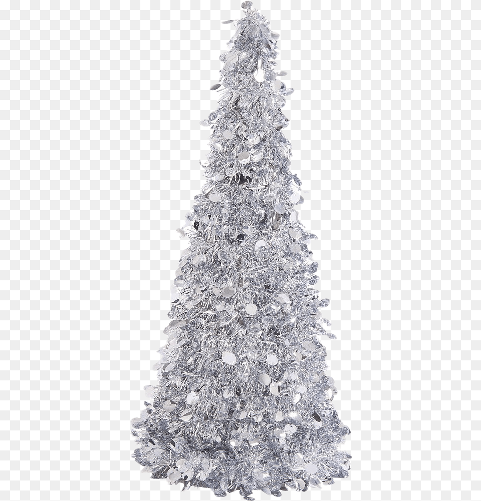 Silver Tinsel File Silver Tinsel Christmas Tree, Christmas Decorations, Festival, Christmas Tree, Cake Png