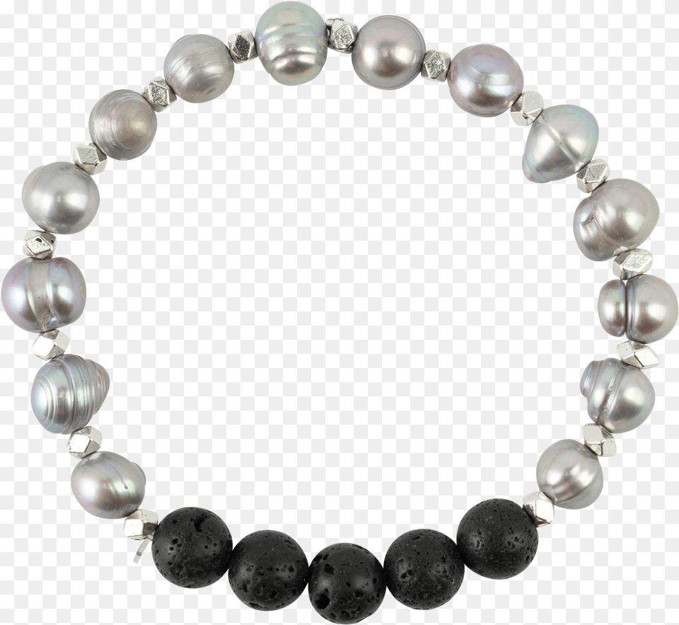 Silver Tinted Pearls 6 Black Lava Beads Lapis Lazuli Power Beaded Bracelet, Accessories, Jewelry, Necklace, Pearl Free Transparent Png