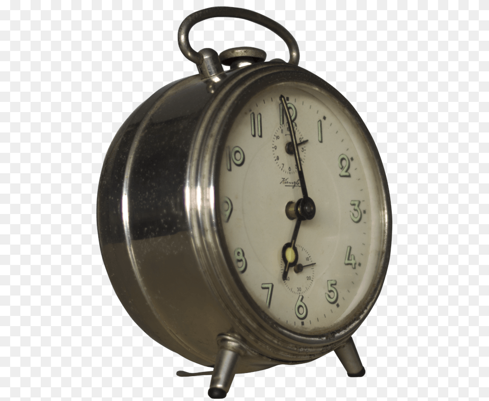 Silver Vintage Alarm Clock, Alarm Clock, Wristwatch Png