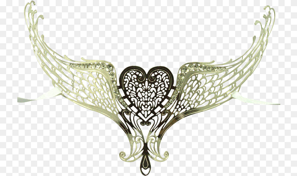 Silver Winged Heart Masquerade Mask Illustration, Accessories, Jewelry, Necklace, Animal Png Image