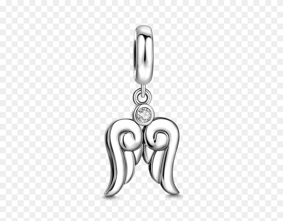 Silver Wings Of Angel Dangle Charm With Swarovski Crystal, Accessories, Earring, Jewelry, Pendant Free Png