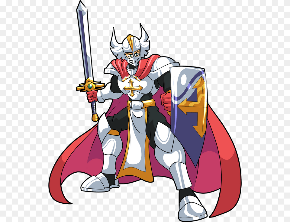 Silvershield Paladin, Knight, Person, Sword, Weapon Png Image