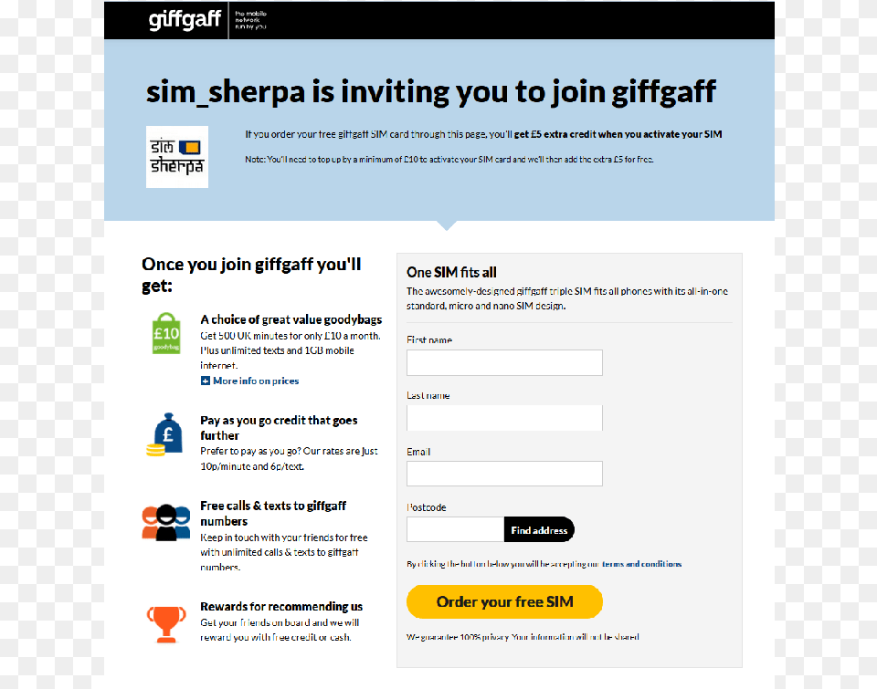Sim Sherpa Giffgaff Invite, File, Page, Text, Webpage Free Png Download