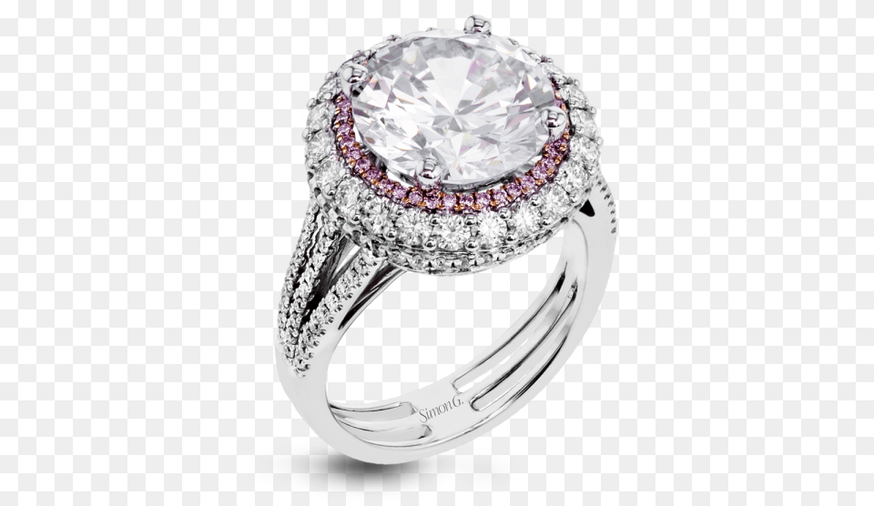 Simon G 18k White Amp Rose Gold Engagement Ring With Simon G 18k Large Center Halo Engagement Ring, Accessories, Diamond, Gemstone, Jewelry Free Png Download