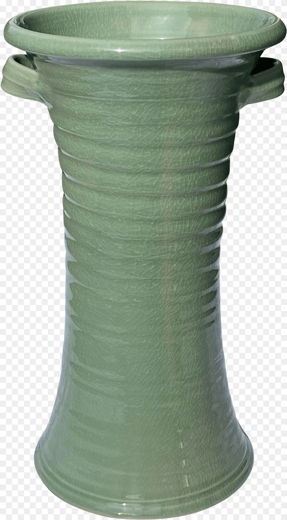 Simon Pearce Belmont Crackle Celadon Umbrella Stand Or Floor Vase Column, Art, Jar, Porcelain, Pottery Png Image