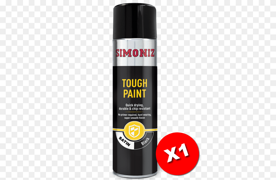 Simoniz Tough Satin Black Spray Paint 500ml Simvht51d Simoniz Tough Satin Black, Bottle, Can, Cosmetics, Perfume Png Image