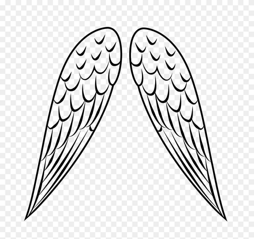Simple Angel Wings Clip Art, Gray Png
