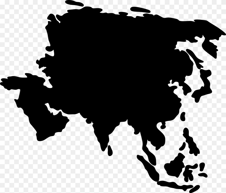 Simple Asia Map Hd Asia Map Black, Gray Png Image