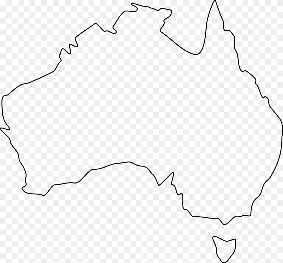 Simple Australia Map Outline, Gray Free Transparent Png