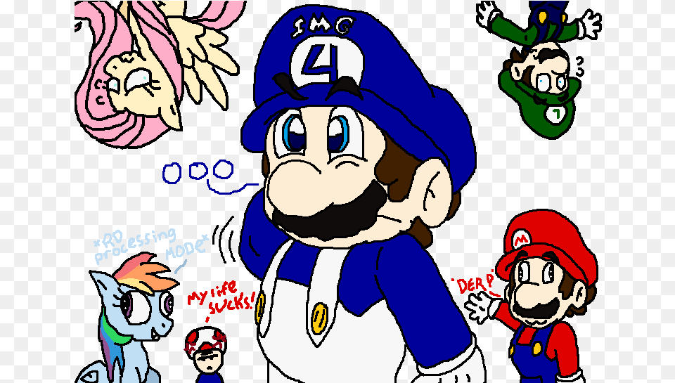 Simple Background Smg4 Super Mario Bros Mario And Luigi Rainbow Dash And Fluttershy, Baby, Person, Face, Head Png